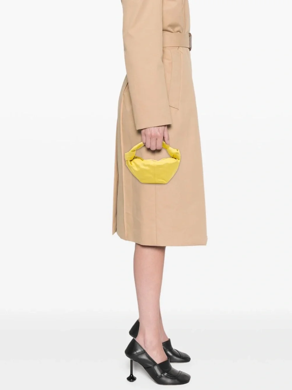 Bottega Veneta Yellow Leather Mini Double Knot Hobo Bag